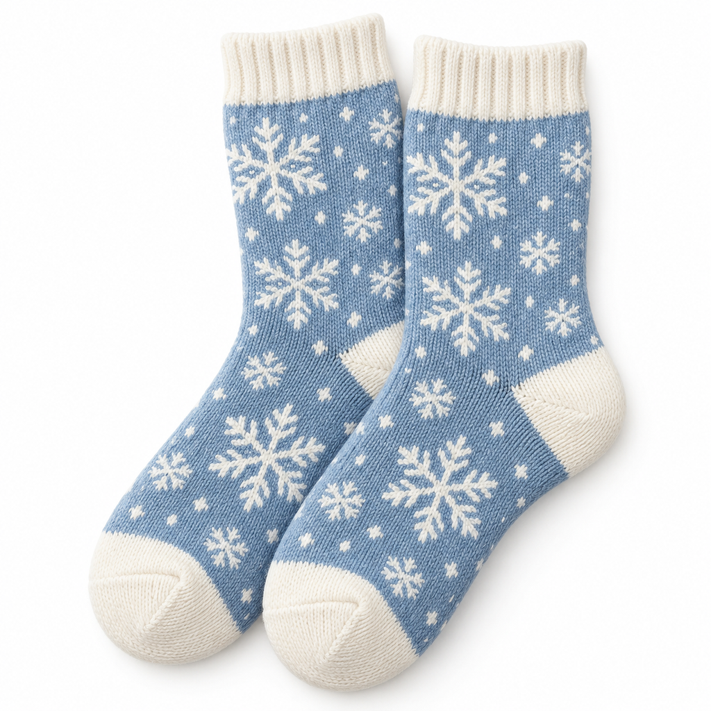 Snowflake Winter Crew Socks