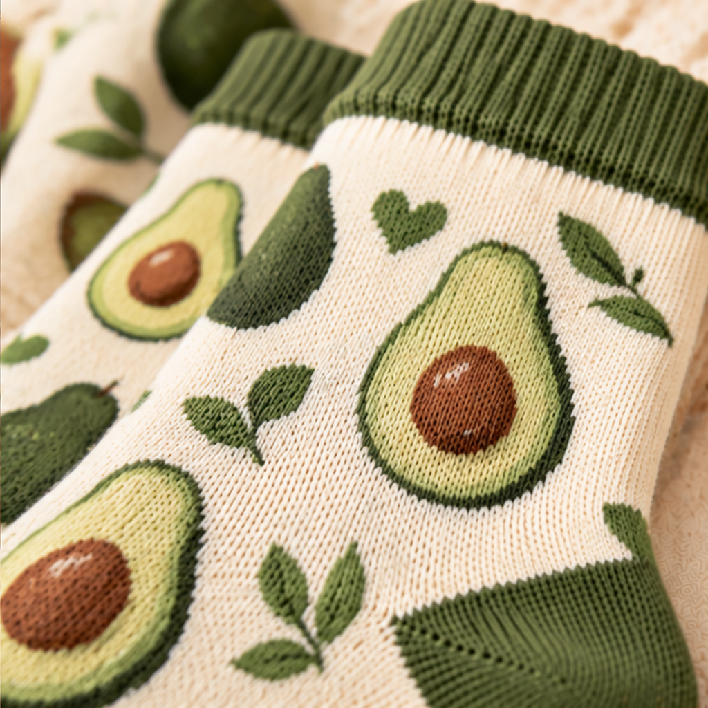 Avocado Pattern Crew Socks