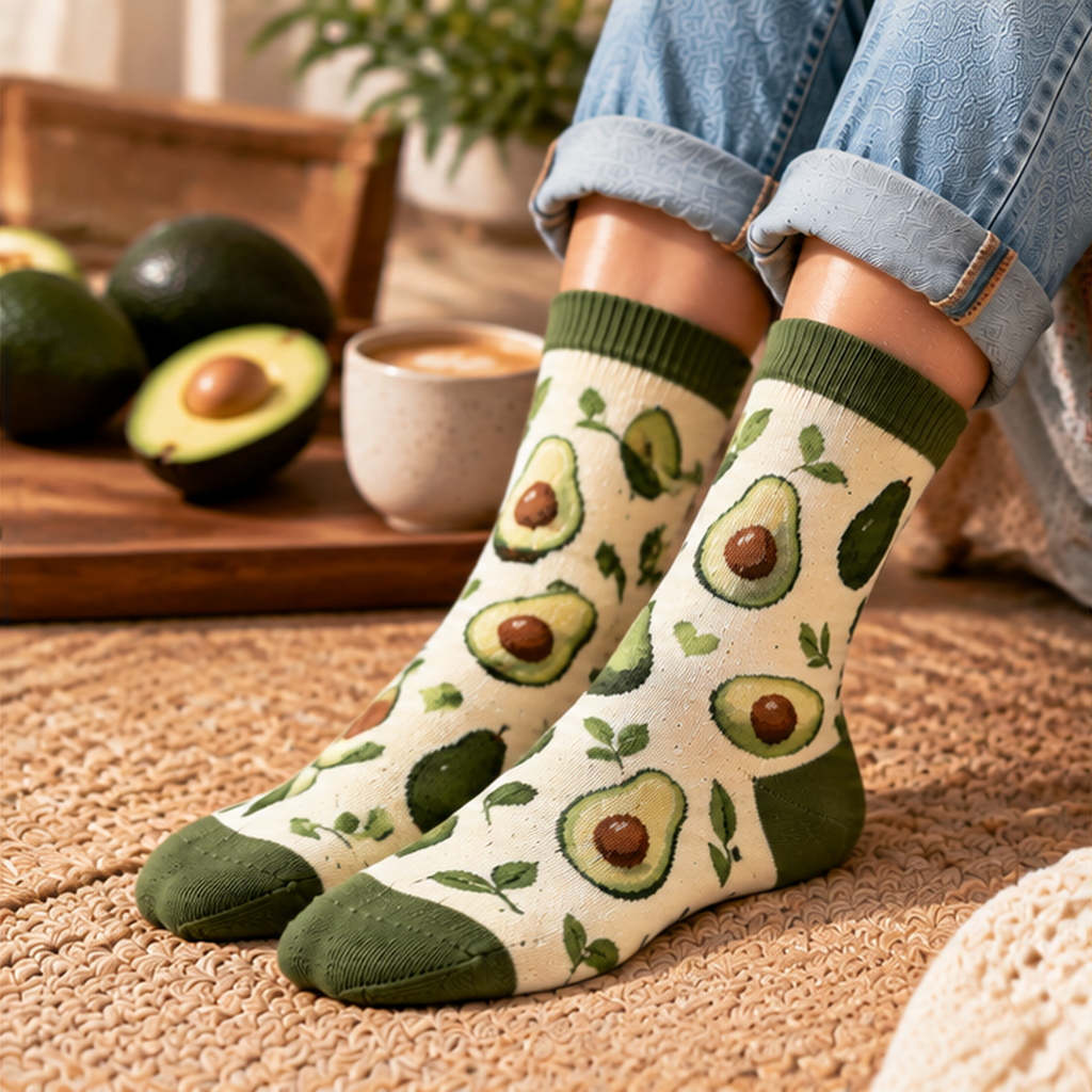 Avocado Pattern Crew Socks