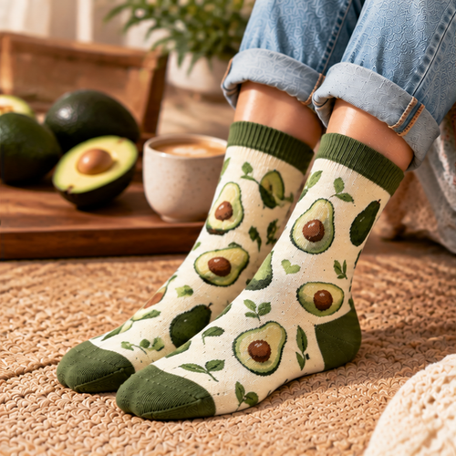 Avocado Pattern Crew Socks