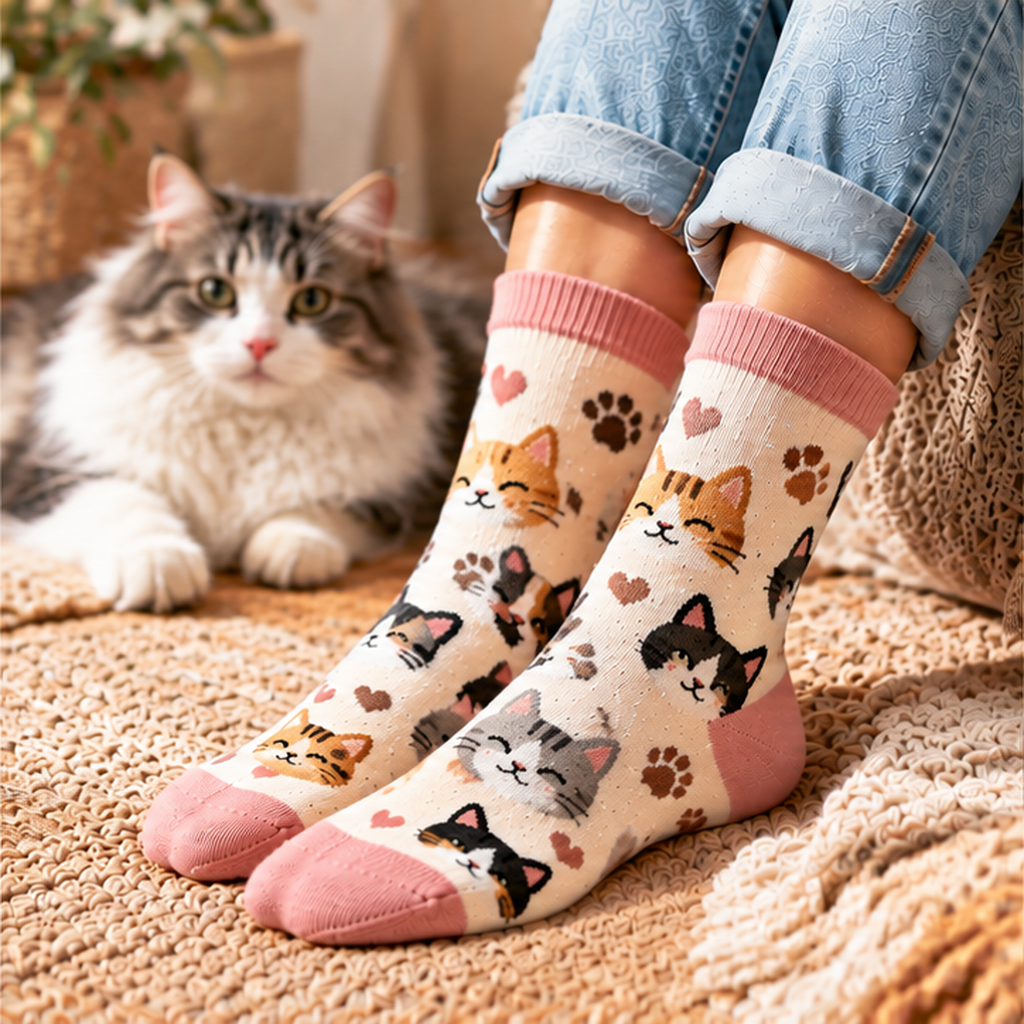 Cute Cat Crew Socks