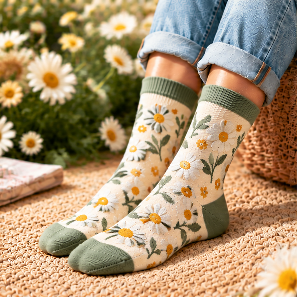 Daisy Flower Crew Socks