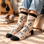 Music Note Crew Socks