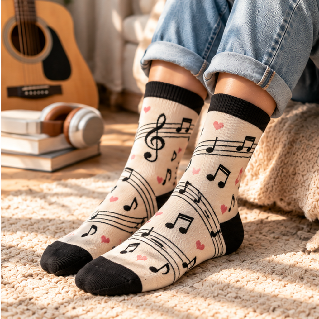 Music Note Crew Socks