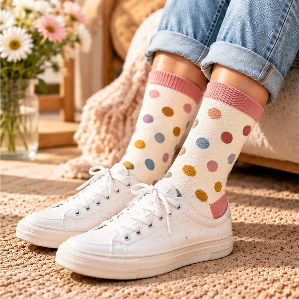 Polka Dot Crew Socks