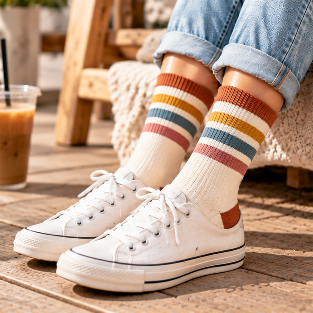 Retro Stripe Crew Socks