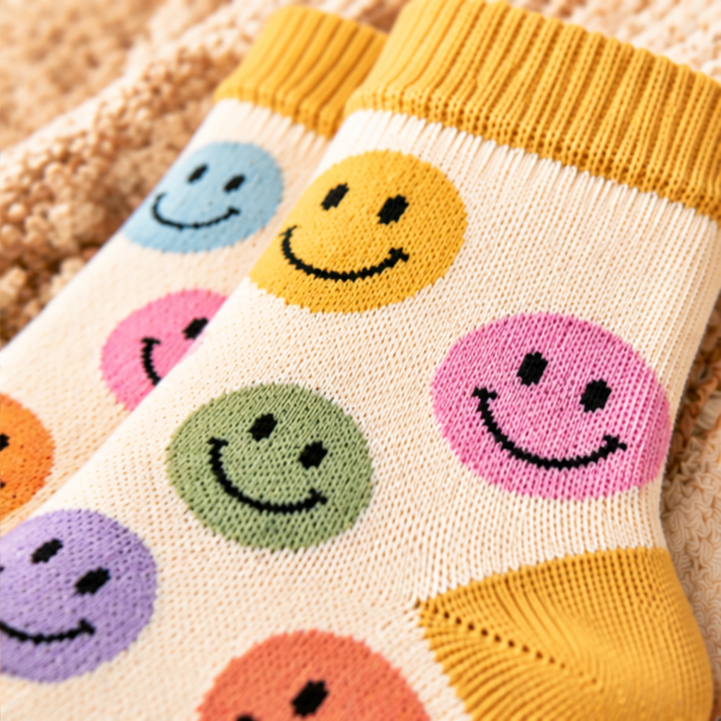Smiley Face Crew Socks
