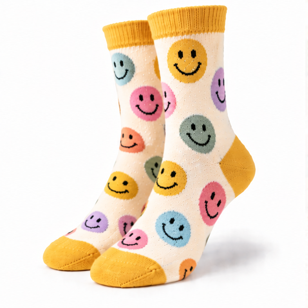 Smiley Face Crew Socks